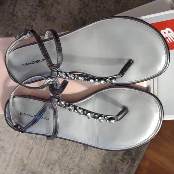 Bandolino Dayne Metallic Rhinestone Sandals, 8M, pewter silver - Picture 2 of 5